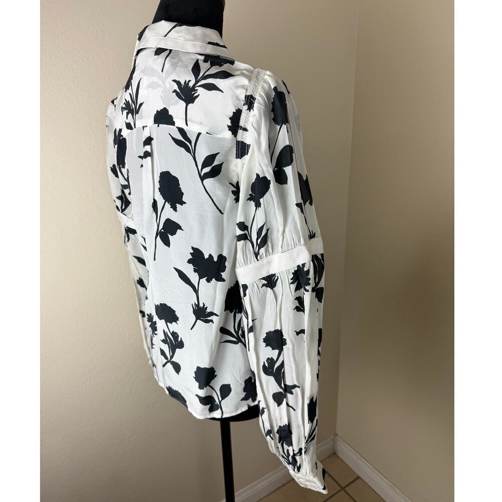 Maeve by Anthropologie Floral Blouse Black & White size L - Picture 4 of 10